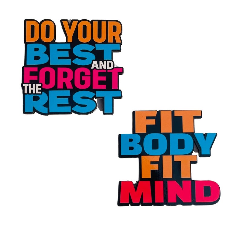 SAMRAT MART SAMRAT MART Motivational Quotes MagnetInspirational Quotes Printed MDF Wooden DO Your Best and Forget The RestFIT Body FIT Mind Magnetic Sticker 3 INCHPack of 2 
