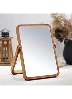 Beauenty Wood Table Vanity Makeup Mirror, 360 Degree Swivel Mirror Single-Sided Makeup Table Mirror, Portable Table Tabletop Mirror, High-Definition Mirrors for Bedroom Living Room and Makeup Desk  - Image 2