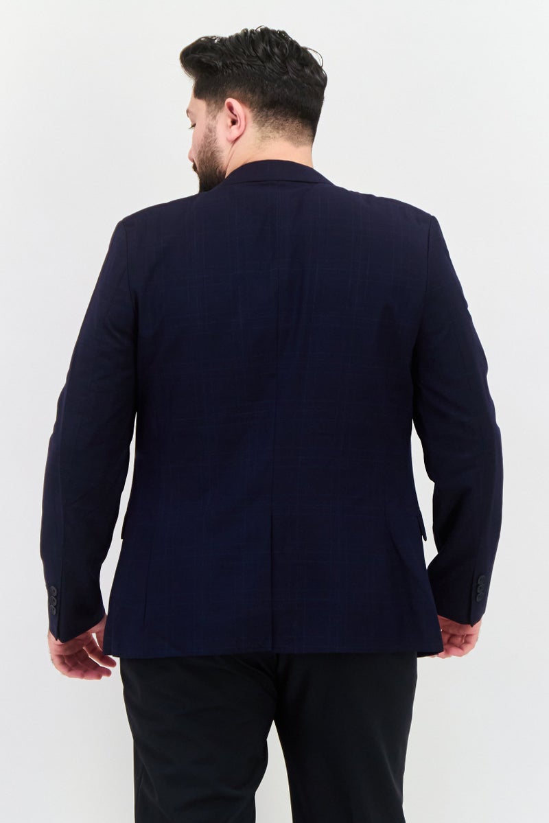 SELECTED بليزر رجالي ضيق بنمط مربعات، أزرق داكن - Image 3