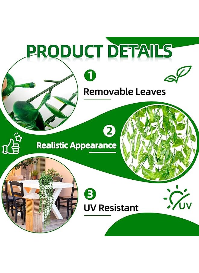 erorex - Artificial Hanging Plants For Shelf 6 Pack Fake Potted Greenery Plant Faux Eucalyptus Vine Mandala Vine String Of Pearls Pea Pod Leaves Ivy Vine Persian Grass Fern In Pot For Home Décor - Image 1