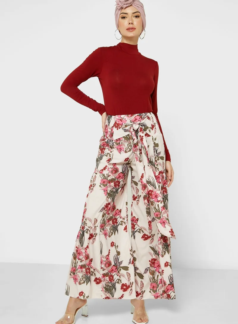 Khizana Floral Print Wide Leg Pants