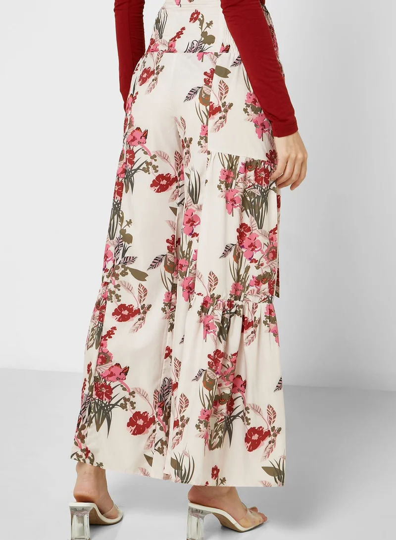 Khizana Floral Print Wide Leg Pants