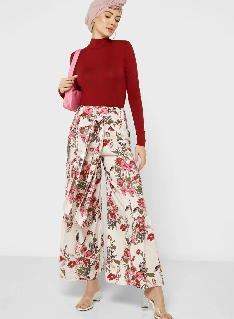 Khizana Floral Print Wide Leg Pants