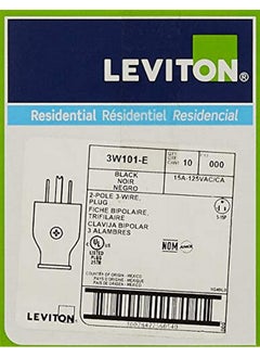 Leviton Leviton 3W101-E 2-Pole 3-Wire Grounding Plug, 10 Pack, Blackblack  - Image 2