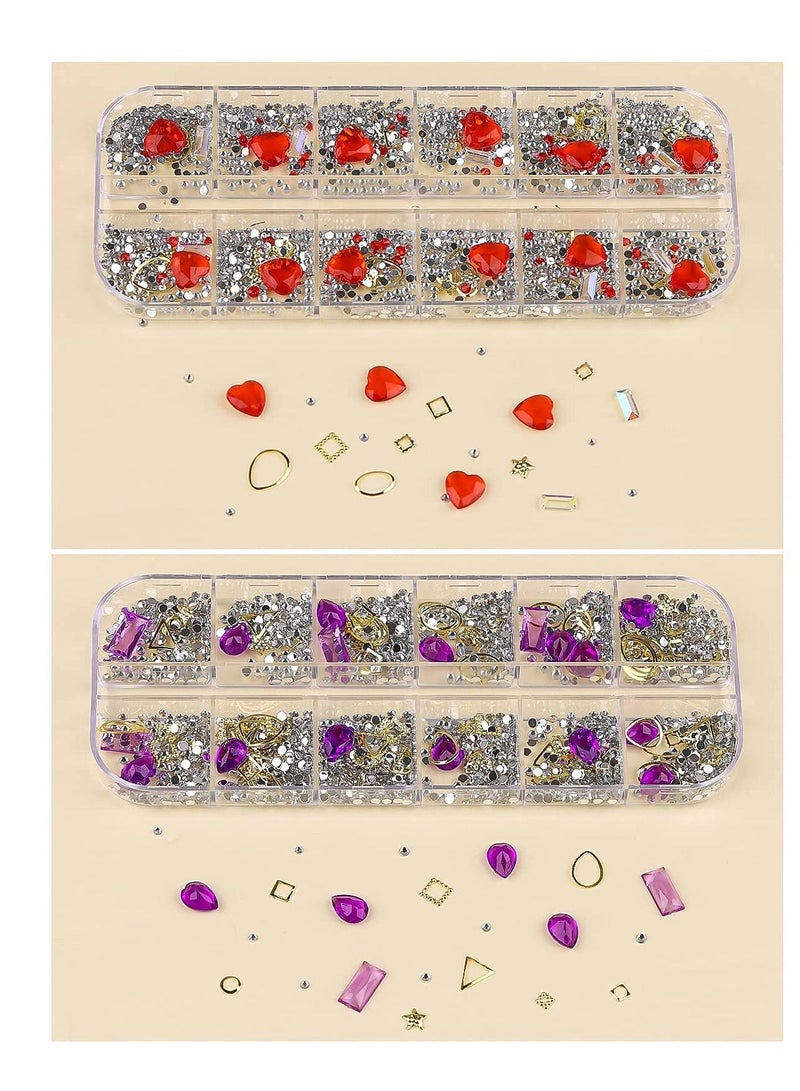 SYOSI Nail Art Diamonds Rhinestones 3D Mix-shape pearl Crystals Beads Big Gem Jewels Studs Metal Rivets for DIY Design Decorations 6 Boxes - Image 5