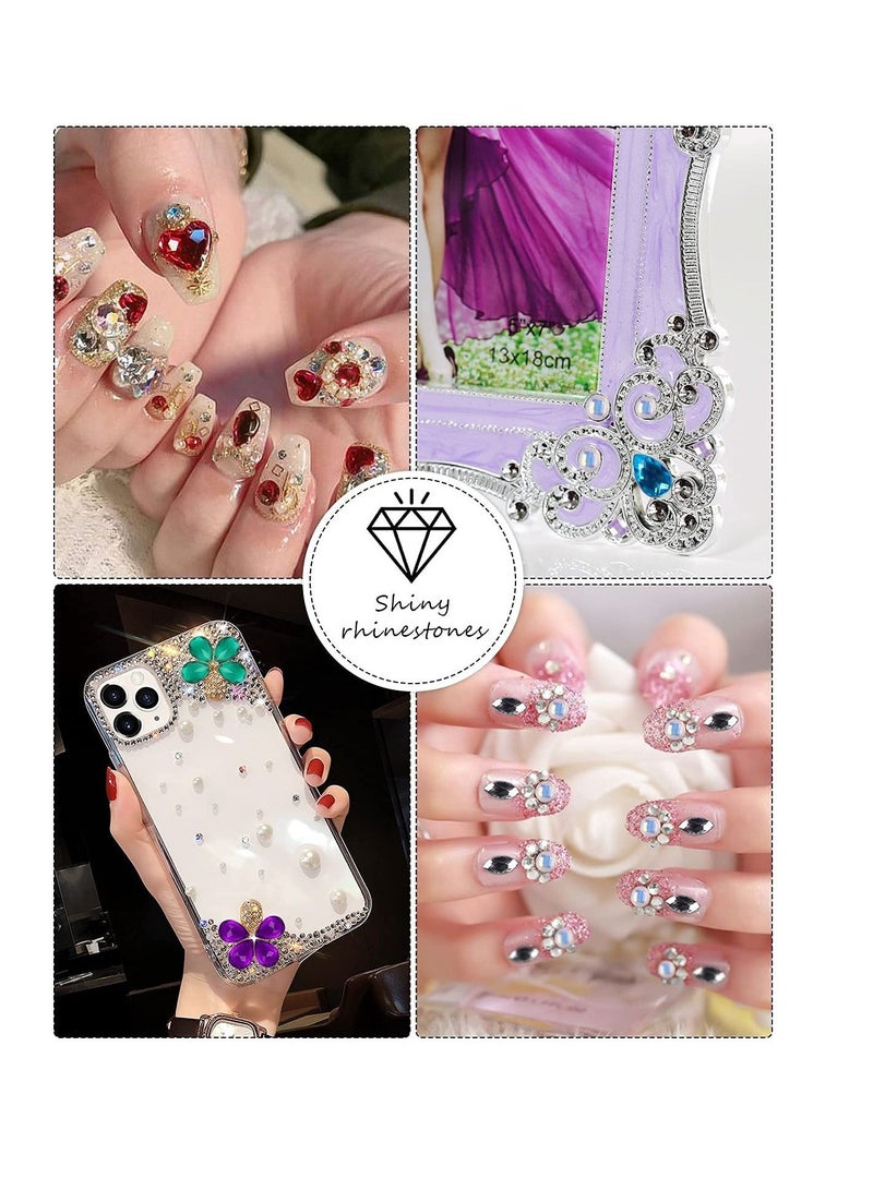 SYOSI Nail Art Diamonds Rhinestones 3D Mix-shape pearl Crystals Beads Big Gem Jewels Studs Metal Rivets for DIY Design Decorations 6 Boxes - Image 2