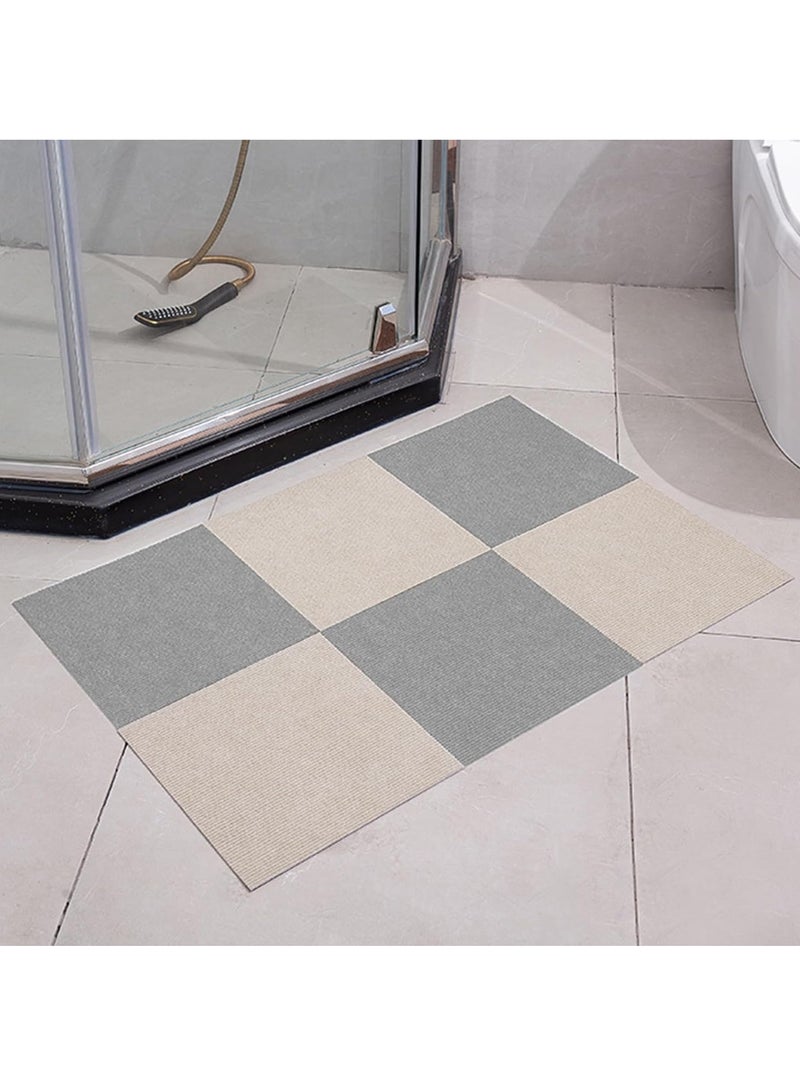 Area Rug for Baby's Room 10 PCS 30x30 Cm Spliceable Floor Mats Machine Washable Color Blocking DIY Blanket for Living Room Bedroom Bathroom Kitchen Floor Anti-Slip Mat (Beige) - Image 5