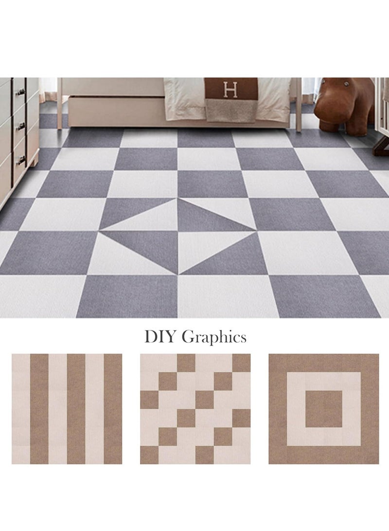 Area Rug for Baby's Room 10 PCS 30x30 Cm Spliceable Floor Mats Machine Washable Color Blocking DIY Blanket for Living Room Bedroom Bathroom Kitchen Floor Anti-Slip Mat (Beige) - Image 3