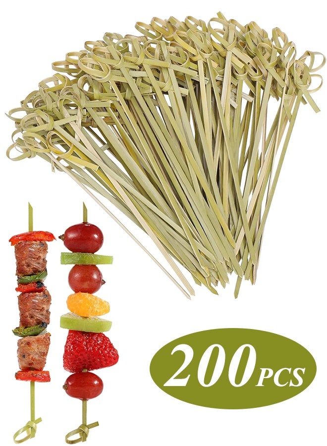200 PCS Cocktail Picks, 4.7 Inch Toothpicks for Appetizers, Natural Bamboo Knot Skewers, Mini Food Sticks, Fancy Tooth Picks for Drinks,Fruit,Charcuterie,Cocktail Garnish Accessories, Party Supplies - Image 1