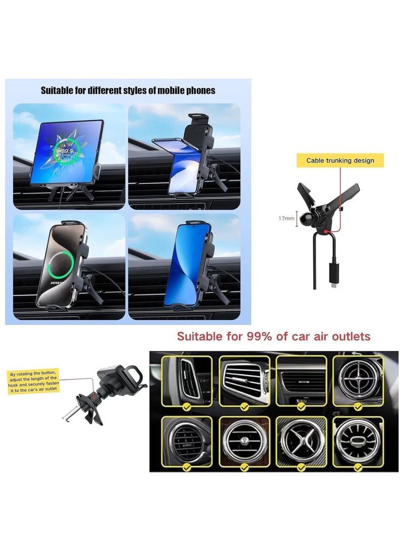 High Intelligent Wireless Charging Mobile Phone/Pad Holder, 15W Dual Coils Fast Charging Air Vent Cell Phone Mount, 2 in 1 Auto Rotating Phone Holder, Can Be Used for Foldable Phones  - Image 5