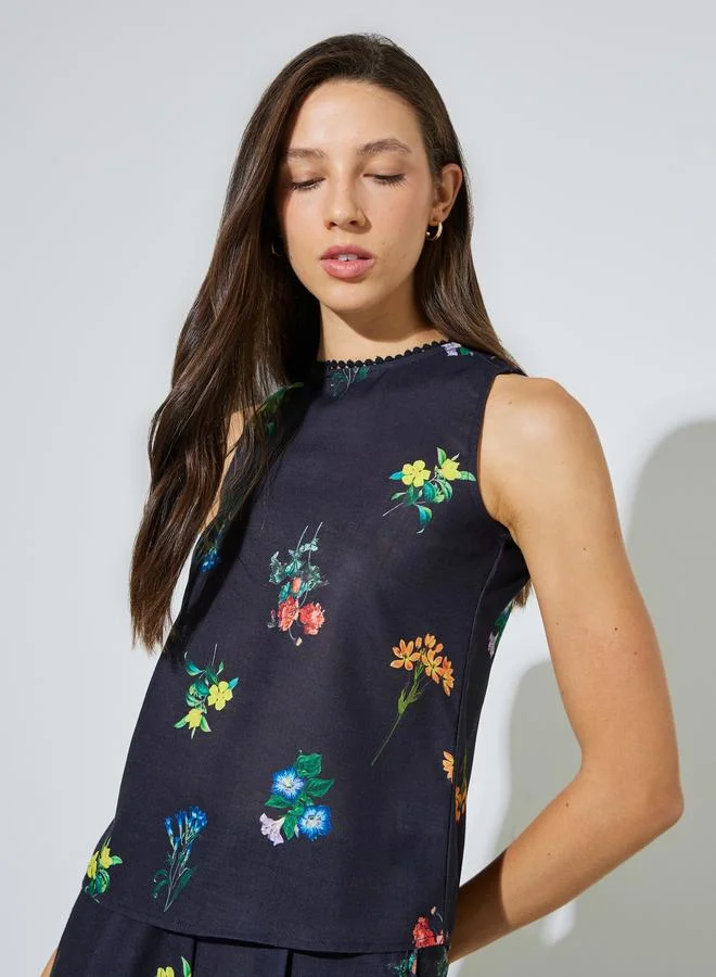Styli Floral Printed Top And Pant Set