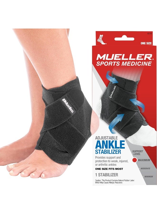 Mueller Adjustable Ankle Stabilizer Black | Support for Sprains, Weak or Arthritic Ankles, One Size, 1-Stabilizer - Image 1