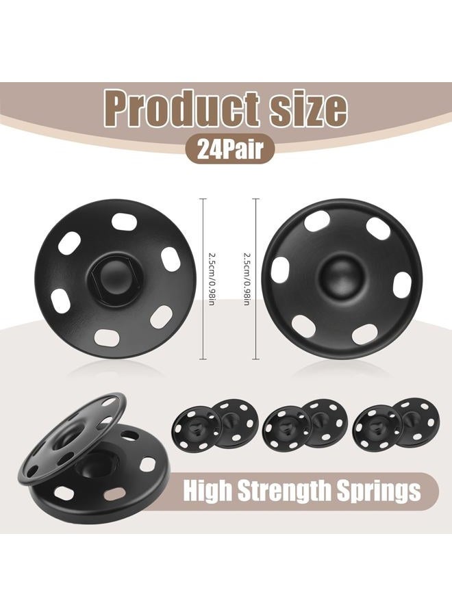 Fampery 24Set 1Inch/25mm Large Sew on Snap Buttons - Sew-on Snaps Sewing Snaps for Fabric - Metal Snaps Fasteners Press Studs Buttons for Sewing Clothing, Black - Image 2