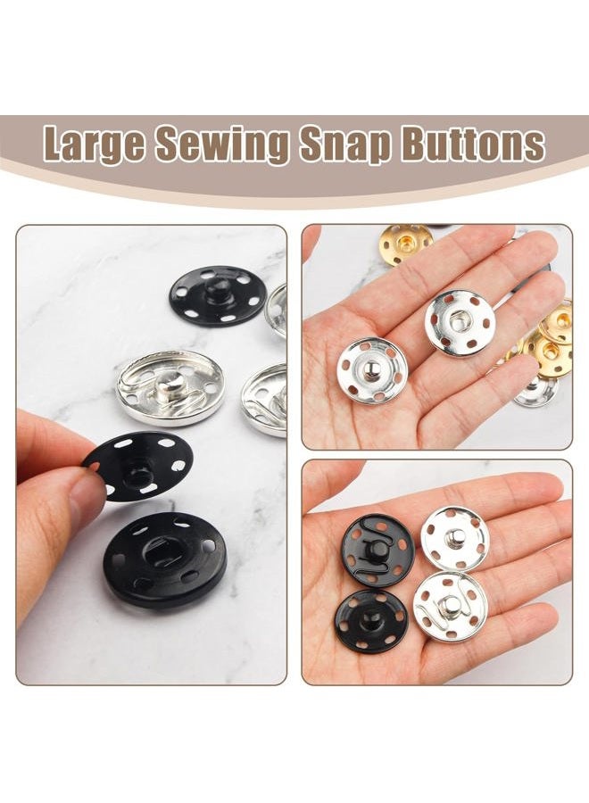 Fampery 24Set 1Inch/25mm Large Sew on Snap Buttons - Sew-on Snaps Sewing Snaps for Fabric - Metal Snaps Fasteners Press Studs Buttons for Sewing Clothing, Black - Image 5