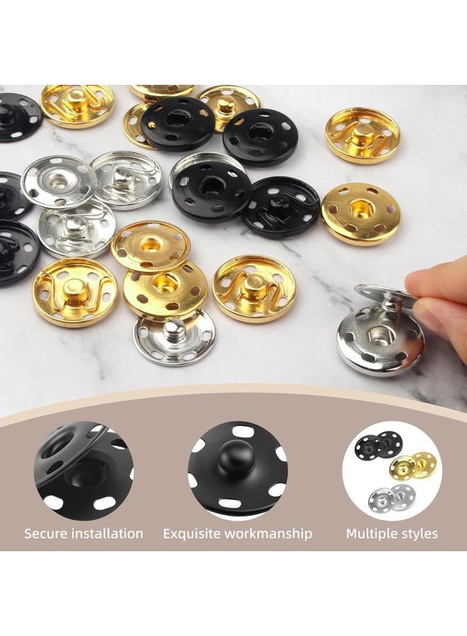 Fampery 24Set 1Inch/25mm Large Sew on Snap Buttons - Sew-on Snaps Sewing Snaps for Fabric - Metal Snaps Fasteners Press Studs Buttons for Sewing Clothing, Black - Image 4
