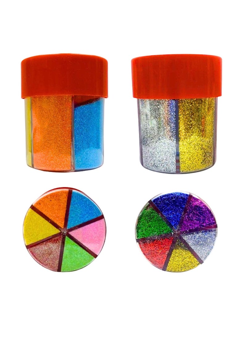 Sadaf برطمانات هزازة لامعة، مسحوق لامع للعبة السلايم، تزيين القصاصات، الجسم، الوجه، دعوات الحفلات، الحرف، تزيين المهرجانات - ألوان متنوعة 60 جرام - Image 1