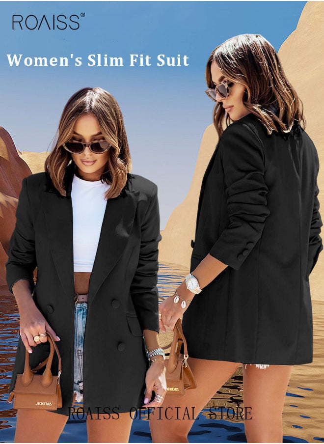 Women'S Casual Business Blazer Fashion Casual Solid Color Office Coat Classic Lapel Button Open Placket Coat - pzsku/Z685C0224D43FFF7D9795Z/45/_/1669175127/f56cf98b-150a-47e4-b126-44d95ec09b71