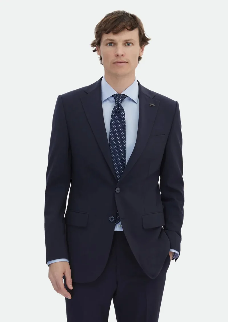 RAMSEY Navy Blue Micro Thin&Taller Slim Fit Wool Blended Suit