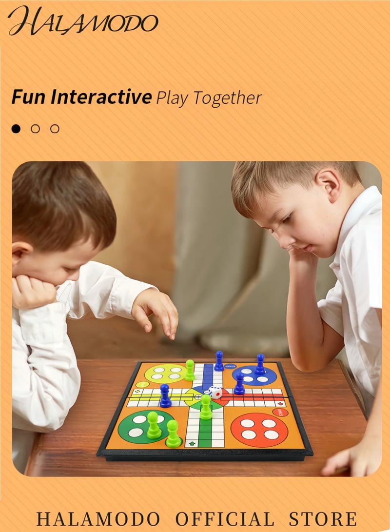 HALAMODO 10" Ludo Magnetic Folding Travel Board Game Set Portable Classic Strategy Game Set with Folding Design Great Gift for Kids and Adults - Image 4