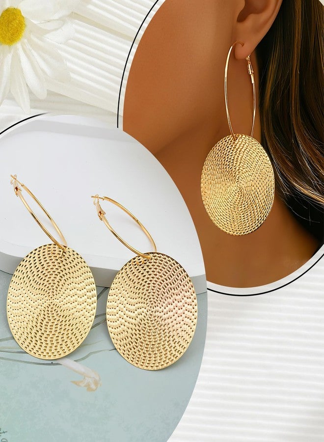 Bmpzery Hammered Gold Earrings, Large Vintage Hoops with Artisan Hand-Hammered Texture - 3 Inch Oversized Yet Lightweight Boho Disc Earrings for Women, Hypoallergenic Statement Gift Set - Image 5