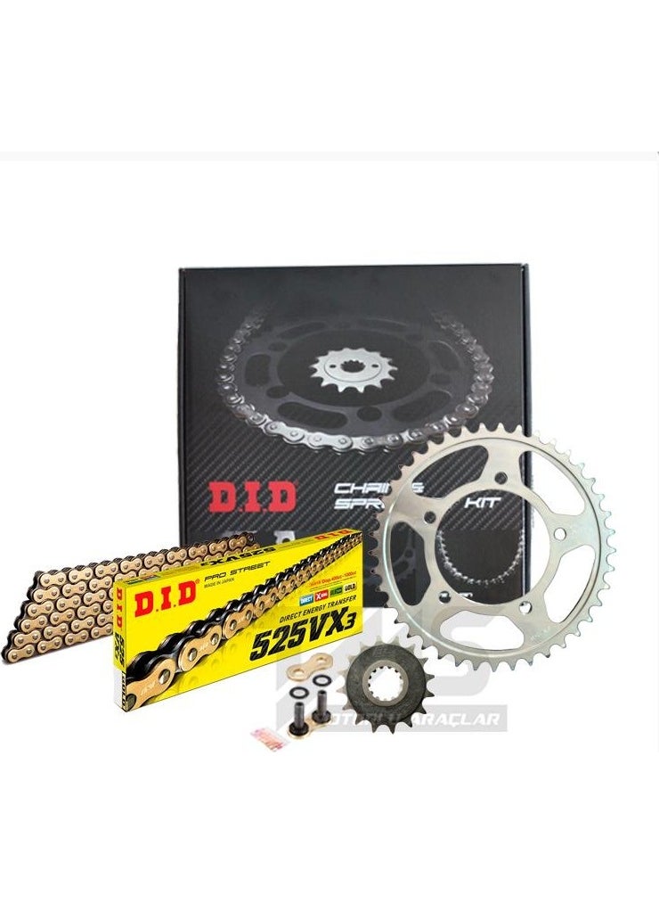 DID - YAMAHA XT TENERE 700 CHAIN ​​SPEAR SET (2019-2020) VX3 CHAIN ​​(GOLD COLOR) - Image 1