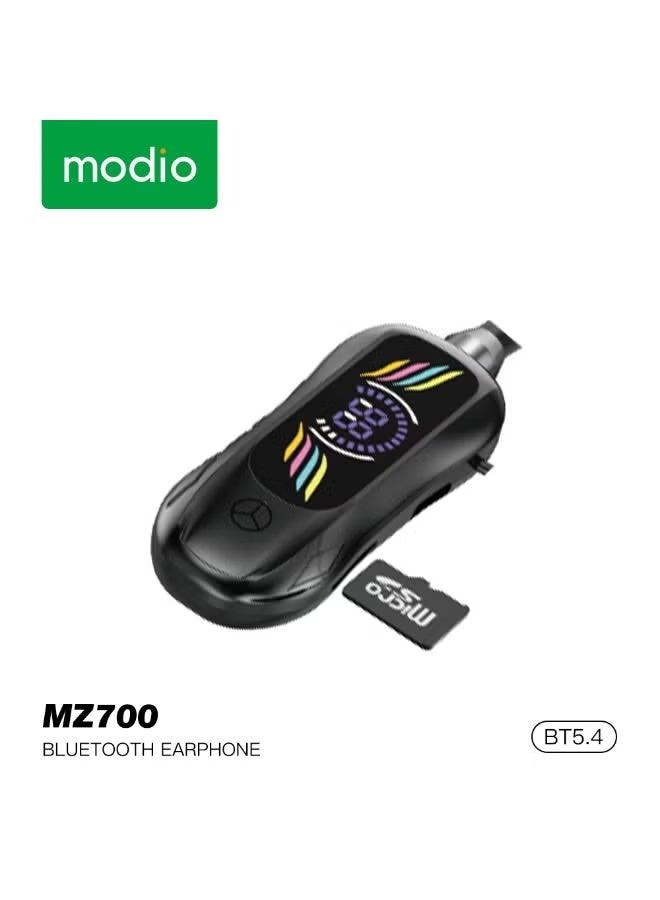 modio MZ700 Wireless Neckband Headphones with 35-Hour Playtime, Super Bass Sound Quality, TF Card Support, Comfortable Ergonomic Design, Easy Button Controls, Fast Charging, and Clear Call Function – Premium Black Neckband Earphones for Music, Work, Travel, Sports and Everyday Use in UAE - Image 2