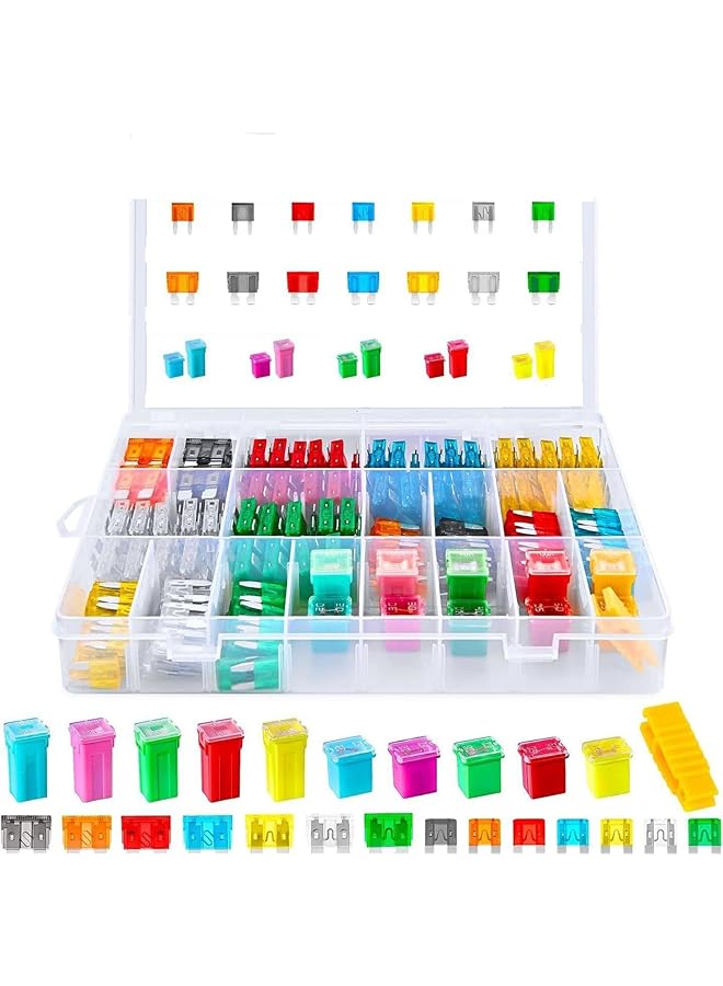 wisfunlly 250Pcs Automotive Fuse Assortment Kit - Blade-Type 5A-60A Standard Mini Car Fuses For Rv, Truck, Motorcycle, Boat - Image 1