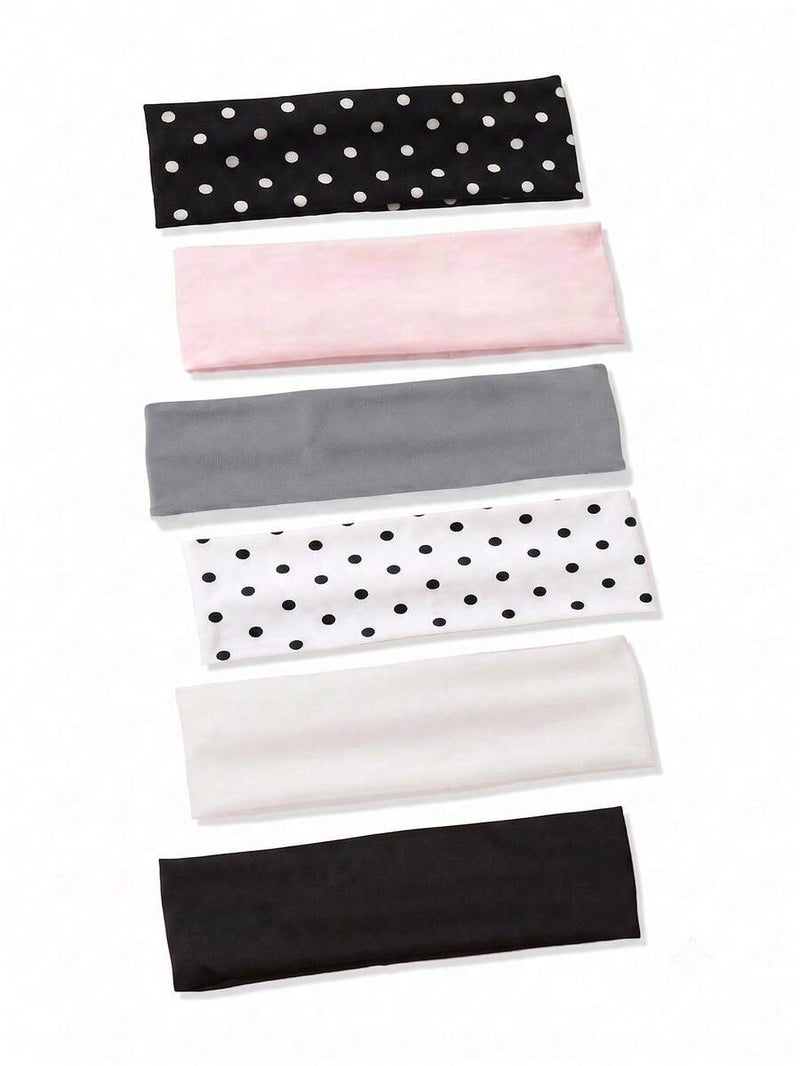 1/3/6pcs Women Girls Wide Elastic Headbands Non-Slip Yoga Fitness Sports Hairbands Tropical Style Autumn Hair Accessories - Size 6pcs