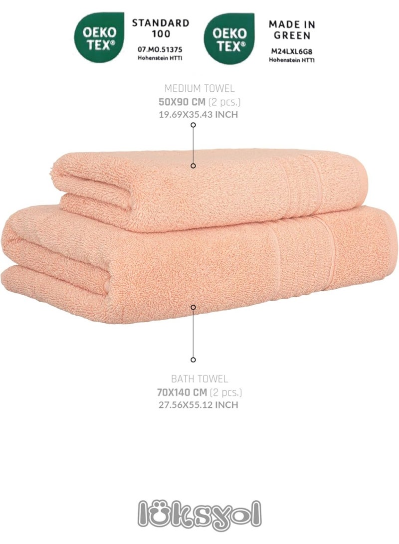 LuksYol Luxury Towel Set - 100% Pure Turkish Cotton - 600 GSM Premium Absorbent & Fluffy Towels - Ultra Soft & Gentle on Skin - Set of 2 (Bath 140x70cm, Hand 50x70cm) - Hotel & Spa Quality Towels - Oeko-Tex Certified (Made in Green & Standard 100) - Highly Absorbent & Quick Drying - Elegant Modern Design - Ideal for Daily Use, Gifting, or Guest Towels - Long-Lasting Durability with Soft Touch - Available Colors: Navy Blue, Vibrant Green, Grey, White, Beige, Pink - Premium Weaving for Luxurious Texture - Fade-Resistant & Machine Washable - Perfect for Bathroom, Gym, Spa & Travel - High-End Cotton Towels by LuksYol - Designed for Comfort & Style with a Premium Feel That Lasts Wash After Wash - Image 3