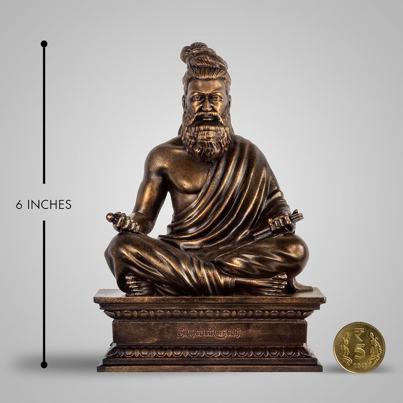 SILAII Thiruvalluvar Sculpture 6 Inch Antique Bronze Colour - Image 2