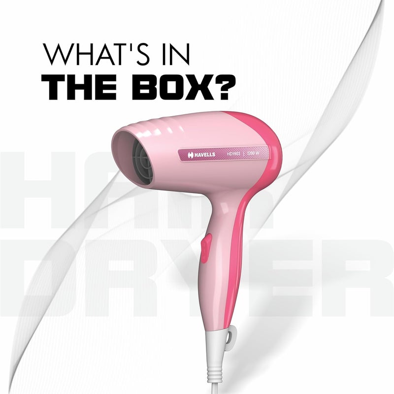 Havells مجفف شعر هافيلز 1200 واط قوي | حماية من السخونة الزائدة | إعدادين للحرارة (ساخن/دافئ) | تقنية توازن الحرارة | وردي فاخر | رفيقك المثالي لتجفيف الشعر بسهولة | Hd1903-1200 واط - Image 2