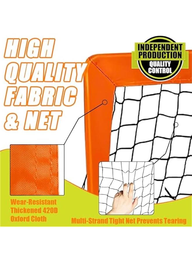 HOOKOR Folding Football Goals, 2x Portable Soccer Goals Set, Foldable Football Net for Kids with Carry Case, 120x90CM, 2 Pack Set (Orange) - Image 2