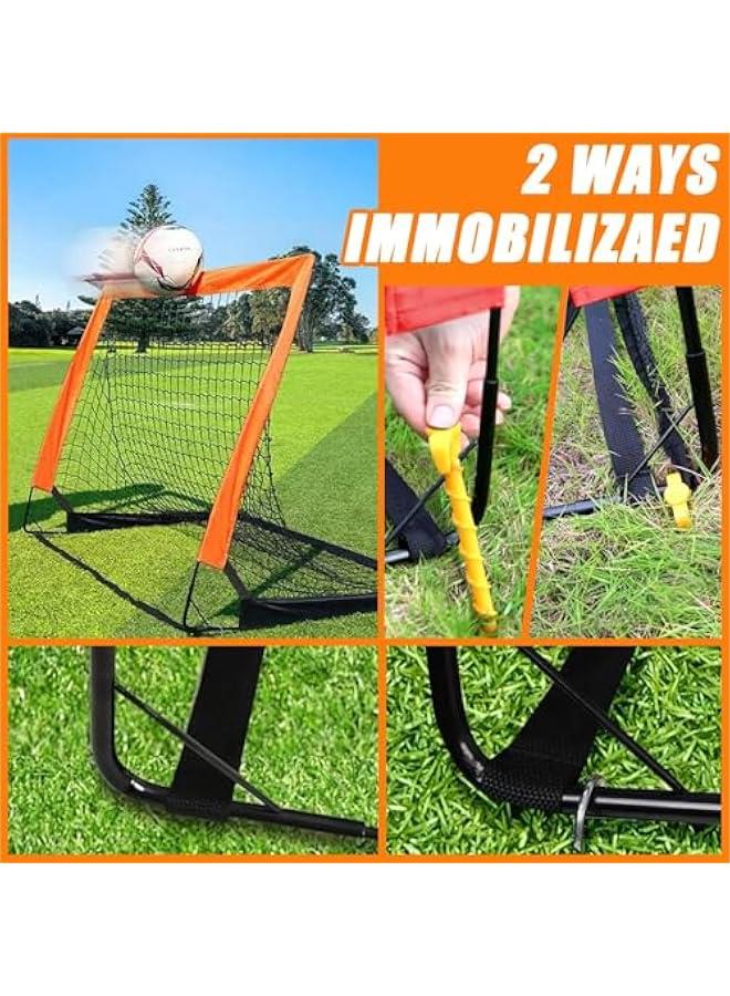 HOOKOR Folding Football Goals, 2x Portable Soccer Goals Set, Foldable Football Net for Kids with Carry Case, 120x90CM, 2 Pack Set (Orange) - Image 3