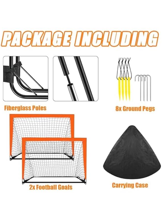 HOOKOR Folding Football Goals, 2x Portable Soccer Goals Set, Foldable Football Net for Kids with Carry Case, 120x90CM, 2 Pack Set (Orange) - Image 5