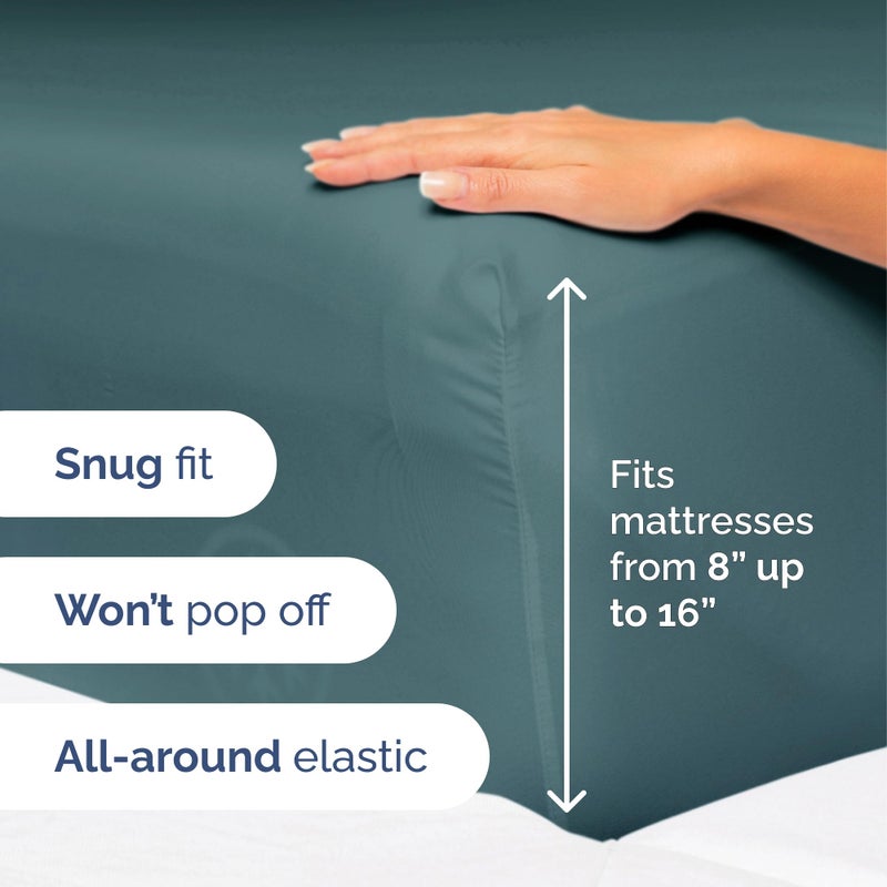 Twin Size 3 Piece Sheet Set - Extra Soft  Breathable & Cooling Sheets - Hotel Luxury Durable Bed Sheets for Women & Men - Deep Pockets  Easy-Fit & Wrinkle-Free Sheets - Deep Teal Oeko-Tex Bed Sheets