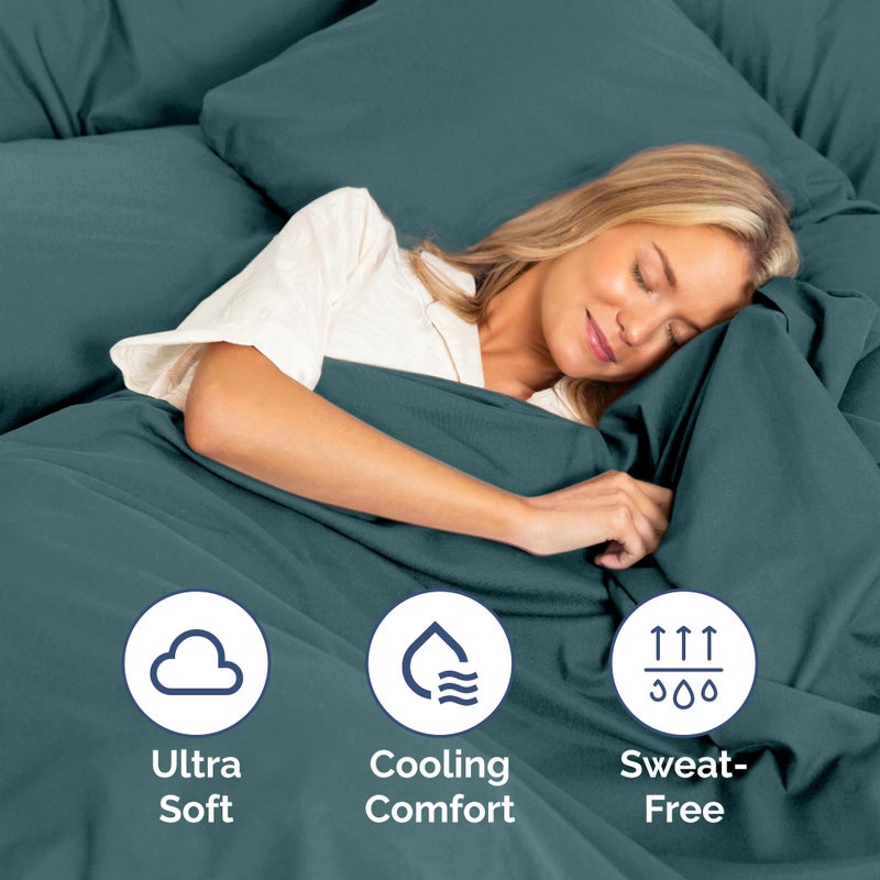 Twin Size 3 Piece Sheet Set - Extra Soft  Breathable & Cooling Sheets - Hotel Luxury Durable Bed Sheets for Women & Men - Deep Pockets  Easy-Fit & Wrinkle-Free Sheets - Deep Teal Oeko-Tex Bed Sheets