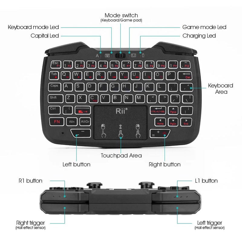 Rii Rk707 Wireless Mini Keyboard, Russian Version, Matte Black - Image 4