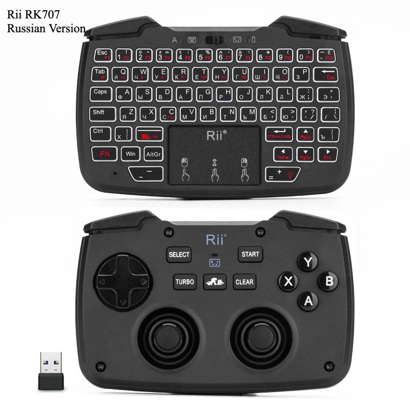 Rii Rk707 Wireless Mini Keyboard, Russian Version, Matte Black - Image 1
