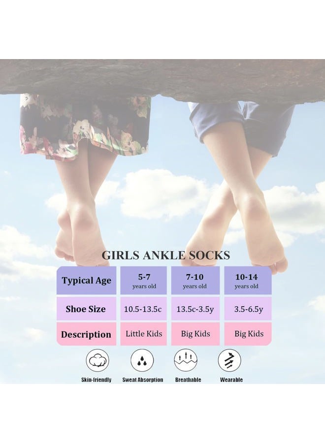 Bemeol Girls Socks 18 Pairs Kids Ankle Socks for Girls Cotton Sports Low Cut Athletic Socks(7-10 Years) - Image 3