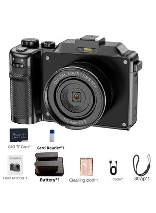 Digital Camera Student Entry-level Micro Single High Pixel 4K HD Camera Travel Student Retro Camera-Body Color:Standard English Version Black + 64g Card + Card Reader + Battery (2 Batteries In Total) + Dual Charging - pzsku/Z685C62CEBE9876049B3BZ/45/1746185732/e9a9dcc1-4e16-42c0-9e38-80c38a89fc88