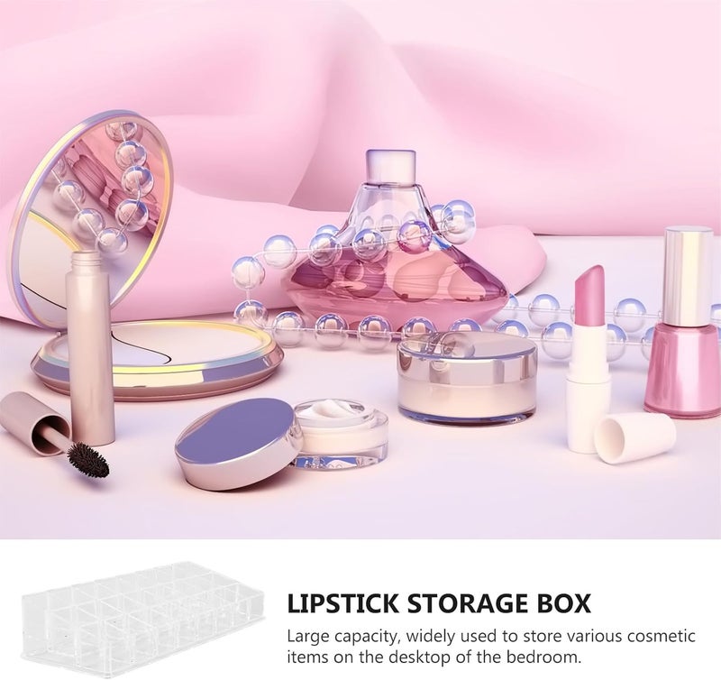 Acrylic Lipstick Organizer Box 24 Slots Desktop Makeup Holder Cosmetic Storage Case for Lipstick and Nail Polish Display - Image 3
