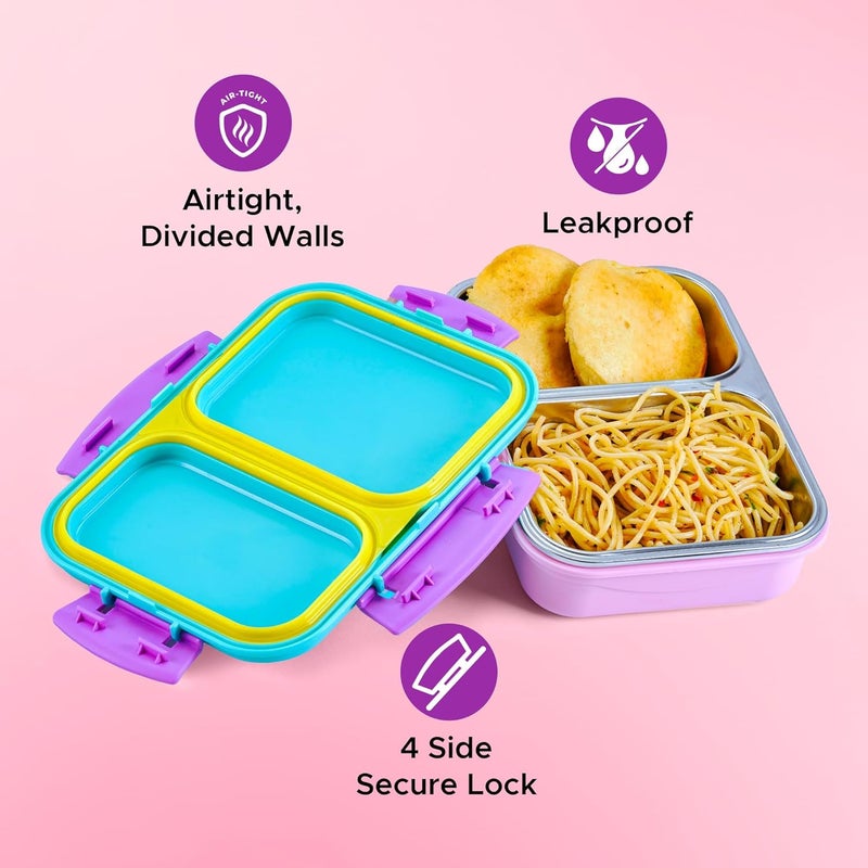 Rabitat Yumzee Stainless Steel Bento Lunch Box 750ml- 2 Years Brand Warranty | Tiffin Box for Kids | Lunch Box for Kids | Steel Tiffin Box for School | Sizzle - Image 5