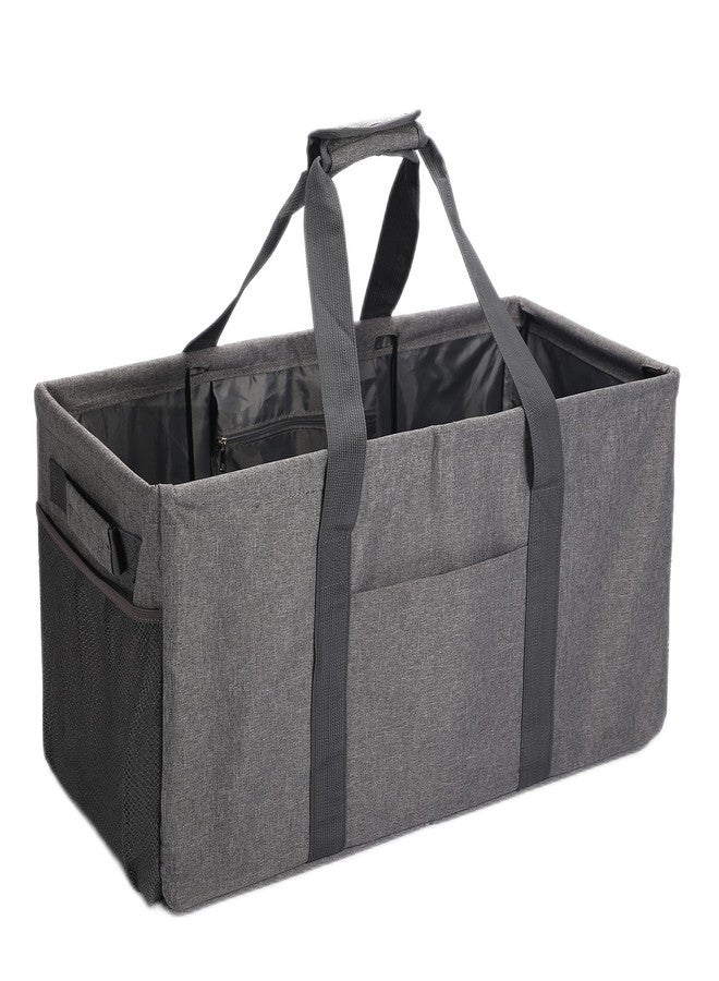 Joyfol Day Extra Large Utility Tote Bag, Reusable Grocery Bags Foldable,Upgraded Metal Frame, With Sturdy Handles Reinforced Bottom Heavy-Duty Oxford Fabric Moving Shopping Bags(Gray) - Image 1