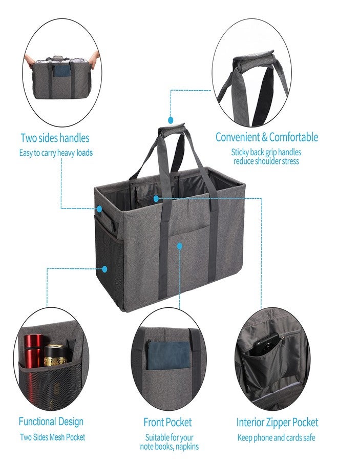 Joyfol Day Extra Large Utility Tote Bag, Reusable Grocery Bags Foldable,Upgraded Metal Frame, With Sturdy Handles Reinforced Bottom Heavy-Duty Oxford Fabric Moving Shopping Bags(Gray) - Image 5
