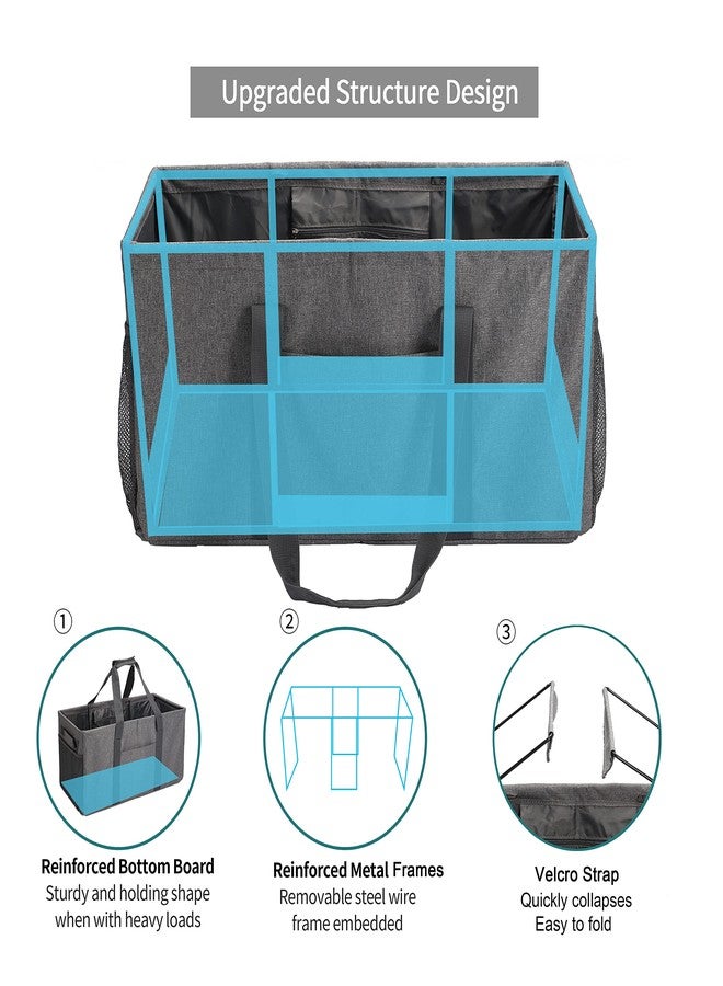 Joyfol Day Extra Large Utility Tote Bag, Reusable Grocery Bags Foldable,Upgraded Metal Frame, With Sturdy Handles Reinforced Bottom Heavy-Duty Oxford Fabric Moving Shopping Bags(Gray) - Image 2