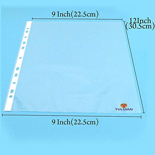 TULMAN A4 Size Transparent Document Sleeves, 25 Pcs, Heavy Duty Clear Sheet Protectors, 300 Microns, Plastic Leaf, Waterproof, 11-Hole Punched for Ring Binders & Files, Office & School Use - Image 2