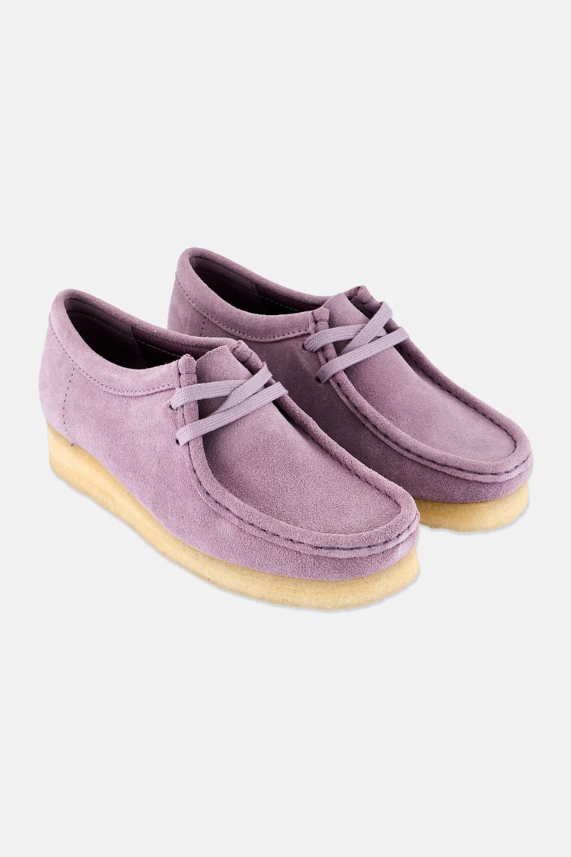 clarks Women Standard Wallabee Suede Lace Up Shoes, Purple  - Image 1