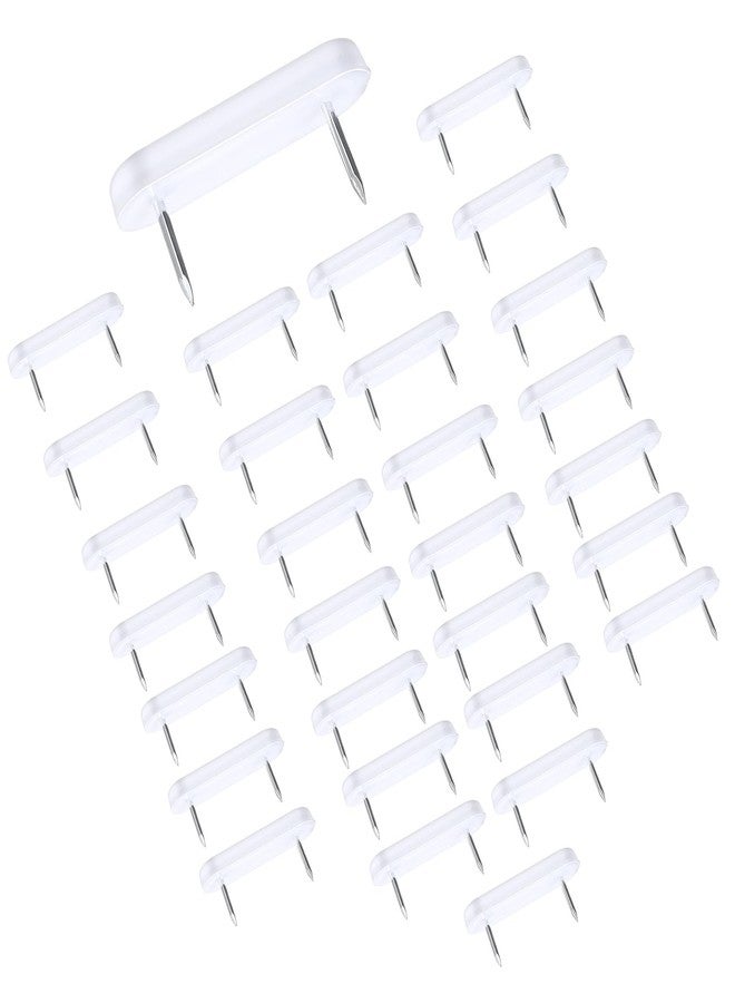 Bremorou 30 Pcs Bedskirt Pins Plastic Head Double Pins Bed Skirt Pins Bed Skirt Holding Pins Or Holders White Furniture Chair Leg Pins Glide Nails Holding Pins for Upholstery Slipcovers and Bedskirts - Image 1