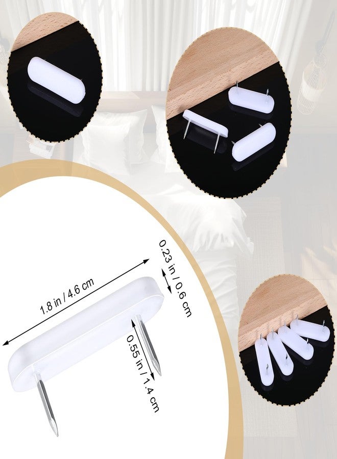 Bremorou 30 Pcs Bedskirt Pins Plastic Head Double Pins Bed Skirt Pins Bed Skirt Holding Pins Or Holders White Furniture Chair Leg Pins Glide Nails Holding Pins for Upholstery Slipcovers and Bedskirts - Image 2