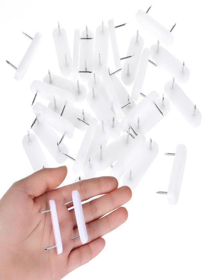 Bremorou 30 Pcs Bedskirt Pins Plastic Head Double Pins Bed Skirt Pins Bed Skirt Holding Pins Or Holders White Furniture Chair Leg Pins Glide Nails Holding Pins for Upholstery Slipcovers and Bedskirts - Image 3